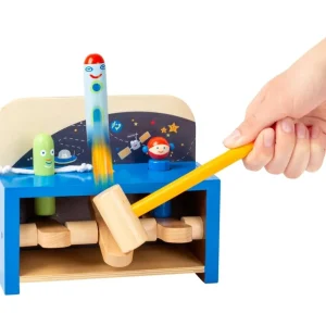 Small Foot Jouets À Enfiler Et À Marteler>Banc à marter Bois pour Bébé Décollage pour l'espace