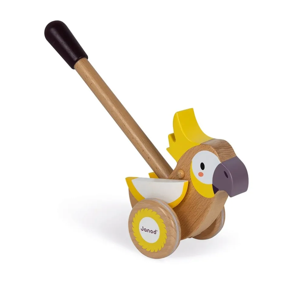 cacatos__pousser_en_bois__2.webp Janod Jouets À Tirer Et À Pousser>Cacatoès à Pousser en Bois pour Bébé