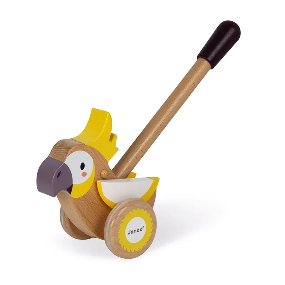 cacatos__pousser_en_bois__4.webp Janod Jouets À Tirer Et À Pousser>Cacatoès à Pousser en Bois pour Bébé