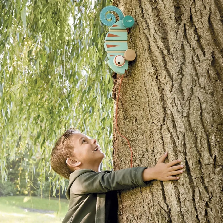 camlon__tirer_en_bois_tro_1.webp Janod Jouets À Tirer Et À Pousser>Caméléon à Tirer en Bois Tropik pour Bébé
