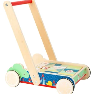 Small Foot Trotteurs Et Chariots De Marche>Chariot de marche en bois avec blocs de construction bébé