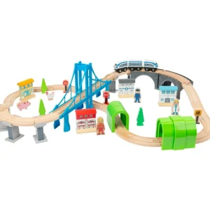 Small Foot Circuits De Train>Circuit de train en bois - Le pont bleu - Jeux de construction