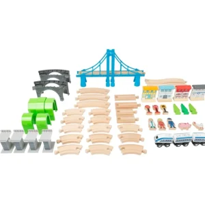 Small Foot Circuits De Train>Circuit de train en bois - Le pont bleu - Jeux de construction