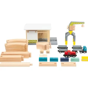 Small Foot Circuits De Train>Circuit de train en bois - Gare de marchandises - Jeux de construction