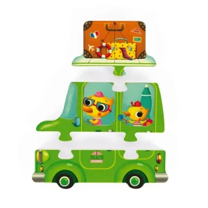 Janod Puzzles Premier Âge>Coffret 4 Puzzles en Bois pour Enfant Vacances 3D