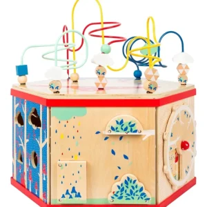 Small Foot Bouliers, Looping Et Tables Multi-activités>Cube d'activités hexagonal en bois bébé - Jeu d'éveil
