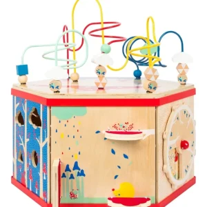 Small Foot Bouliers, Looping Et Tables Multi-activités>Cube d'activités hexagonal en bois bébé - Jeu d'éveil
