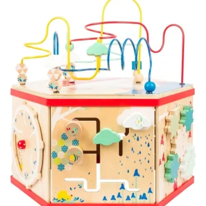Small Foot Bouliers, Looping Et Tables Multi-activités>Cube d'activités hexagonal en bois bébé - Jeu d'éveil