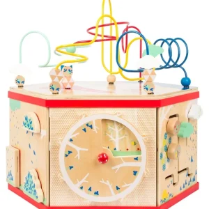 Small Foot Bouliers, Looping Et Tables Multi-activités>Cube d'activités hexagonal en bois bébé - Jeu d'éveil