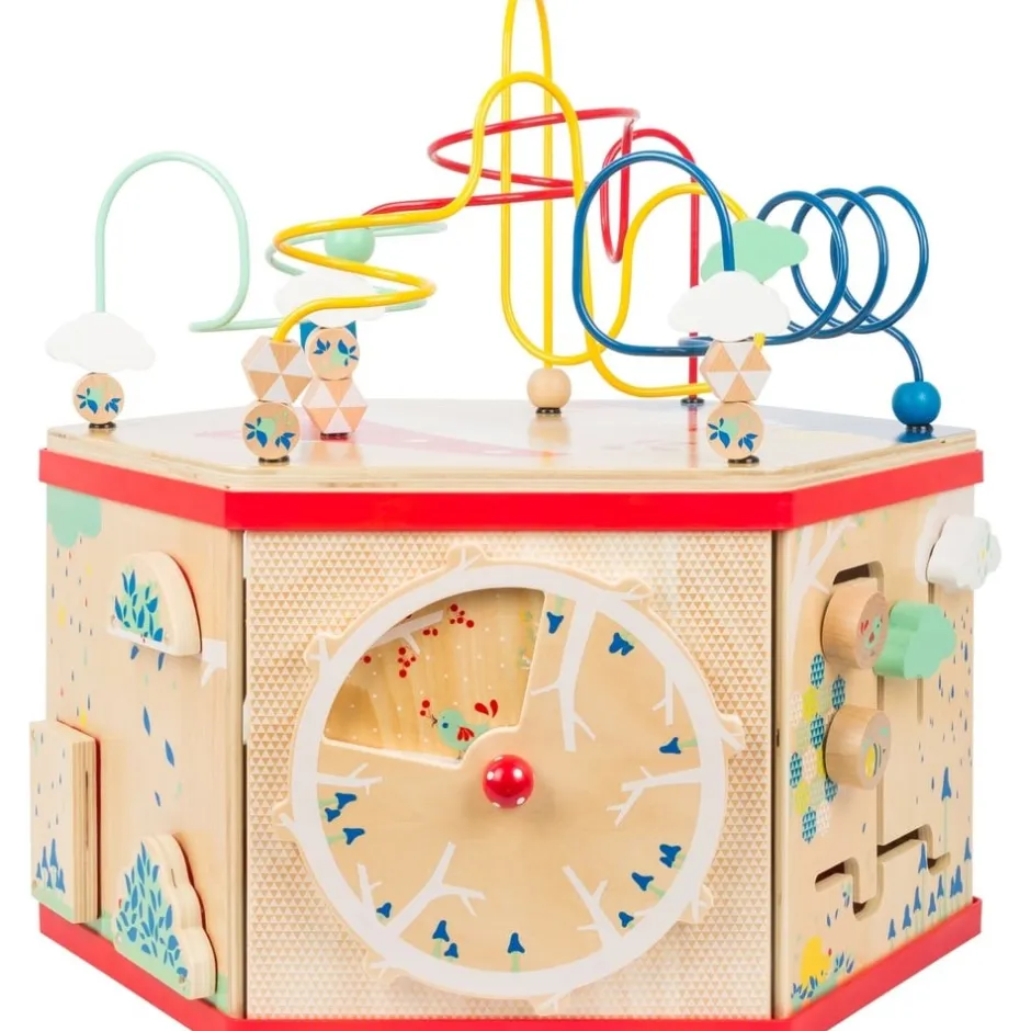 cube_dactivits_hexagonal__17.webp Small Foot Bouliers, Looping Et Tables Multi-activités>Cube d'activités hexagonal en bois bébé - Jeu d'éveil