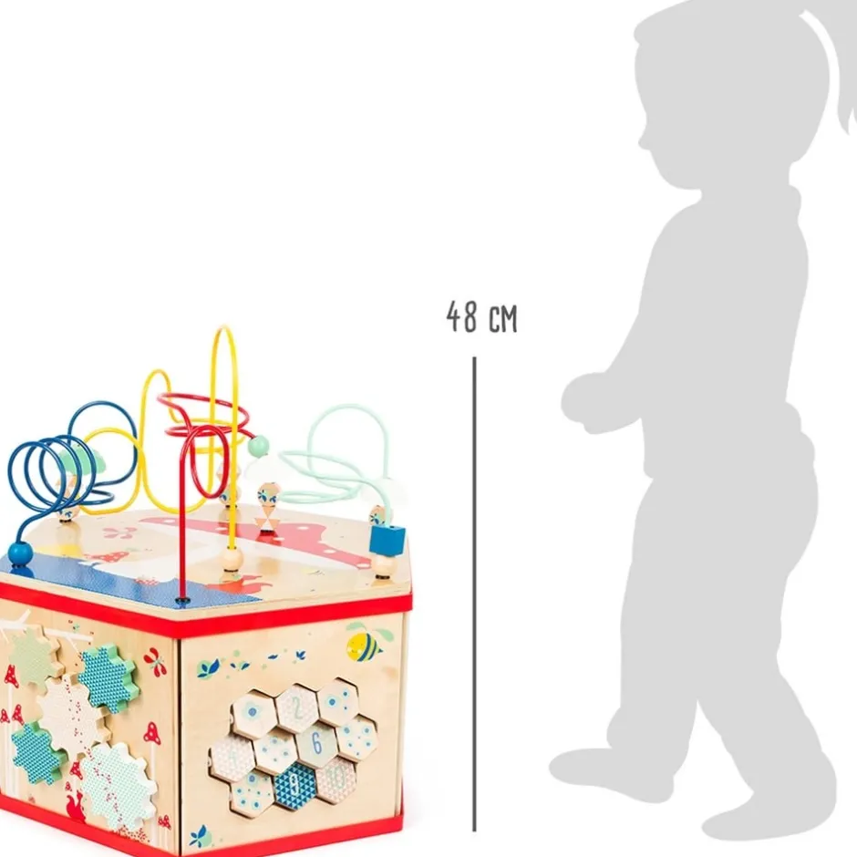 cube_dactivits_hexagonal__18.webp Small Foot Bouliers, Looping Et Tables Multi-activités>Cube d'activités hexagonal en bois bébé - Jeu d'éveil