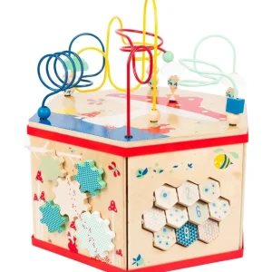 Small Foot Bouliers, Looping Et Tables Multi-activités>Cube d'activités hexagonal en bois bébé - Jeu d'éveil