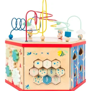 Small Foot Bouliers, Looping Et Tables Multi-activités>Cube d'activités hexagonal en bois bébé - Jeu d'éveil