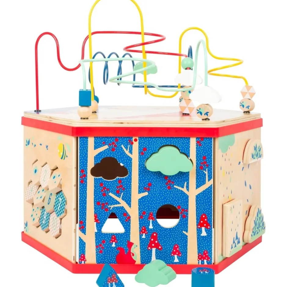 cube_dactivits_hexagonal__8.webp Small Foot Bouliers, Looping Et Tables Multi-activités>Cube d'activités hexagonal en bois bébé - Jeu d'éveil