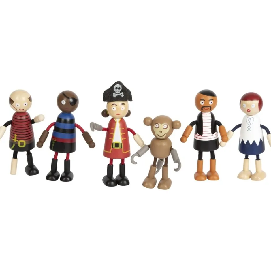 ensemble_figurines_en_boi_5.webp Small Foot Petits Univers | Maisons De Poupées Et Accessoires>Ensemble Figurines en Bois - Bande de Pirates