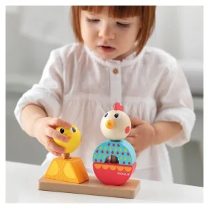 Goula Jouets À Empiler Et À Encastrer>Jeu à Empiler et Visser en Bois - Jolies poulettes