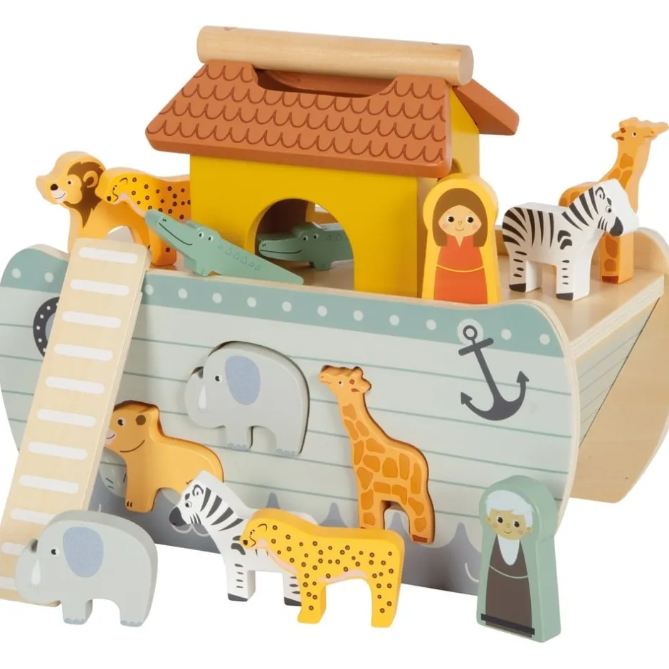 jeu__encastrer_en_bois__m_2.webp Small Foot Petits Univers | Jouets À Empiler Et À Encastrer>Jeu à Encastrer en Bois - Ma Petite Arche de Noé