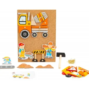Small Foot Loisirs Créatifs>Jeu de Clous en Bois pour Enfant - Chantier