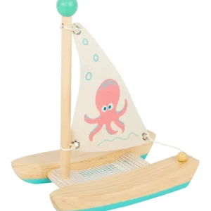 Small Foot Jouets De Bain>Jeu d'eau en bois pour enfant - Catamaran (éveil)