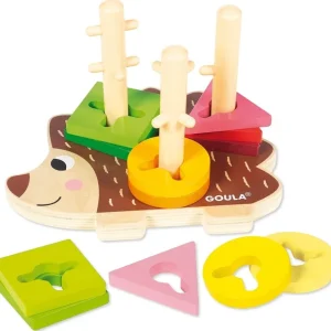 Goula Jouets À Empiler Et À Encastrer>Jeu Tourner et Empiler en Bois Bébé - Hérisson