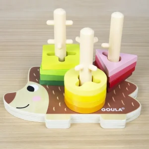 Goula Jouets À Empiler Et À Encastrer>Jeu Tourner et Empiler en Bois Bébé - Hérisson