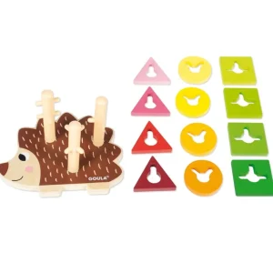 Goula Jouets À Empiler Et À Encastrer>Jeu Tourner et Empiler en Bois Bébé - Hérisson