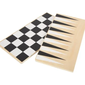 Small Foot Jeux De Stratégie Et De Réflexion>Jeux d'Échecs, de Dames et Backgammon 3 en 1 Doré en Bois pour Enfant