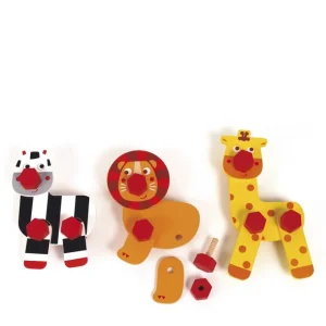 Goula Jouets À Empiler Et À Encastrer>Jouet à visser en bois - La fabrique à animaux
