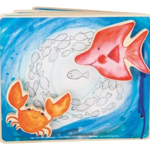 Small Foot Livres D'éveil>Livre d'Éveil en Bois pour Bébé - Vie sous la Mer