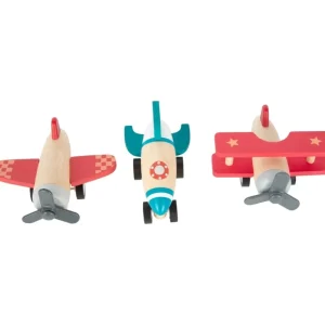 Small Foot Voitures Et Véhicules>Lot de 3 avions à friction en bois pour enfants