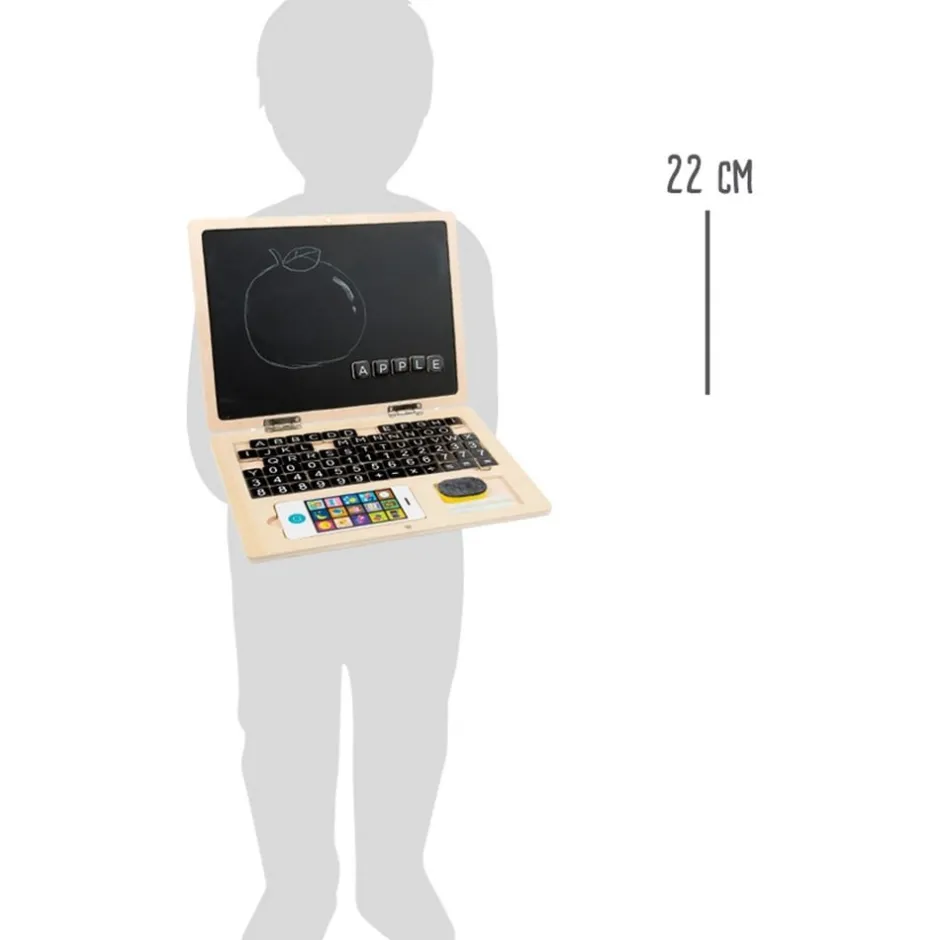 ordinateur_ardoise_aimant_9.webp Small Foot Lettres, Écriture Et Langage>Ordinateur ardoise aimantée Bois Enfant Jeu éducatif