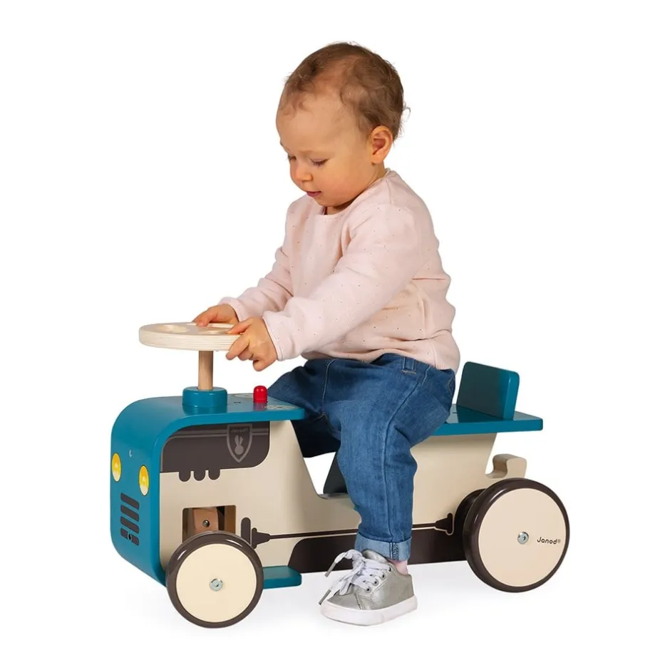 porteur_en_bois_pour_bb___2-1.webp Janod Jouets À Bascule Et Porteurs>Porteur en Bois pour Bébé - Tracteur