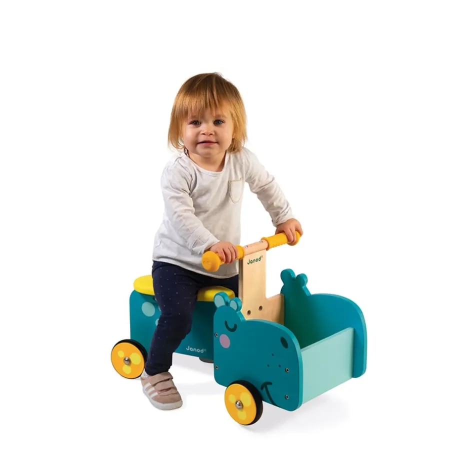 porteur_hippo_en_bois_pou_2.webp Janod Jouets À Bascule Et Porteurs>Porteur Hippo en Bois pour Bébé
