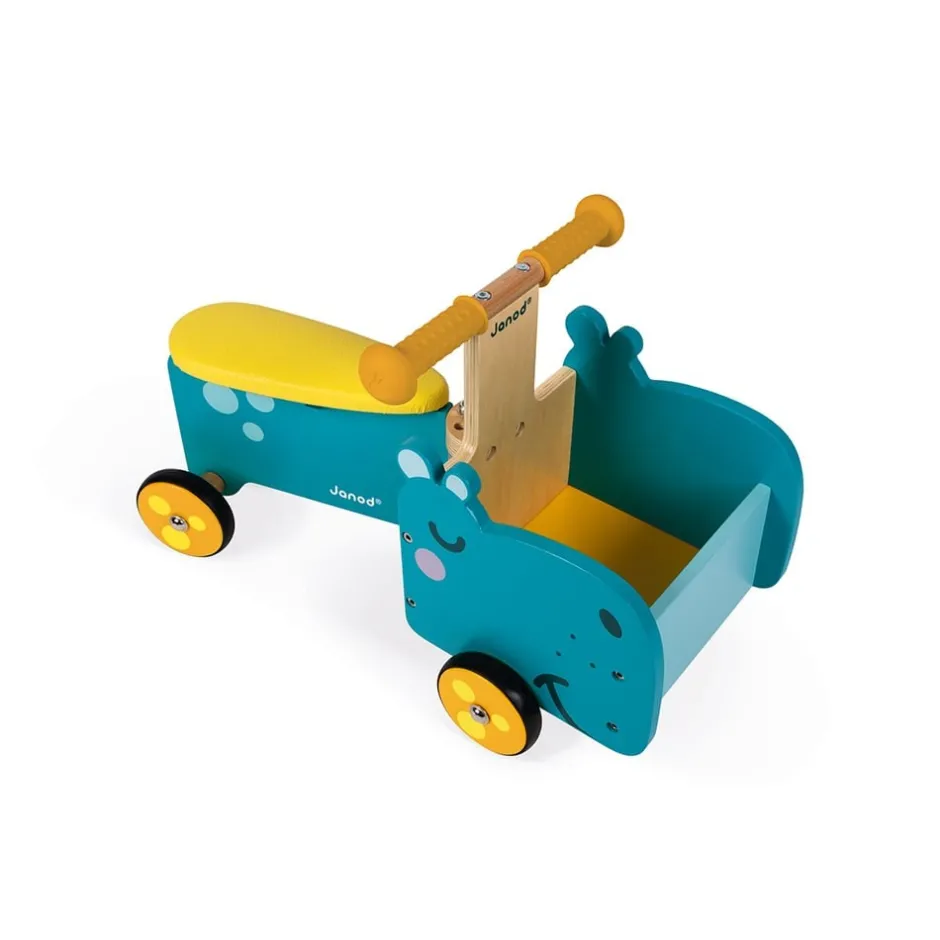 porteur_hippo_en_bois_pou_3.webp Janod Jouets À Bascule Et Porteurs>Porteur Hippo en Bois pour Bébé
