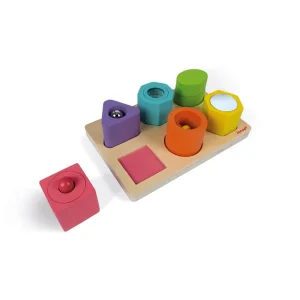 Janod Puzzles Premier Âge>Puzzle 6 Cubes en Bois Sensoriels pour Éveil Bébé