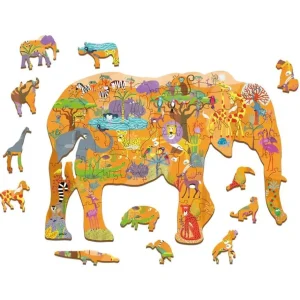 Ludattica Puzzles>Puzzle 48 Pièces en Bois pour Enfant - Éléphant
