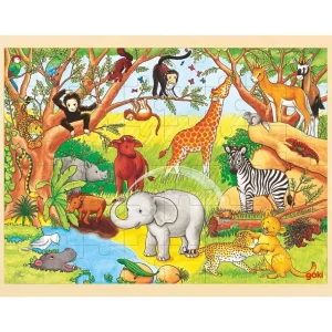 Goki Puzzles>Puzzle 48 Pièces en Bois pour Enfant Animaux d'Afrique