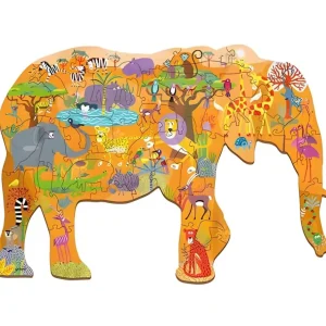 Ludattica Puzzles>Puzzle 48 Pièces en Bois pour Enfant - Éléphant