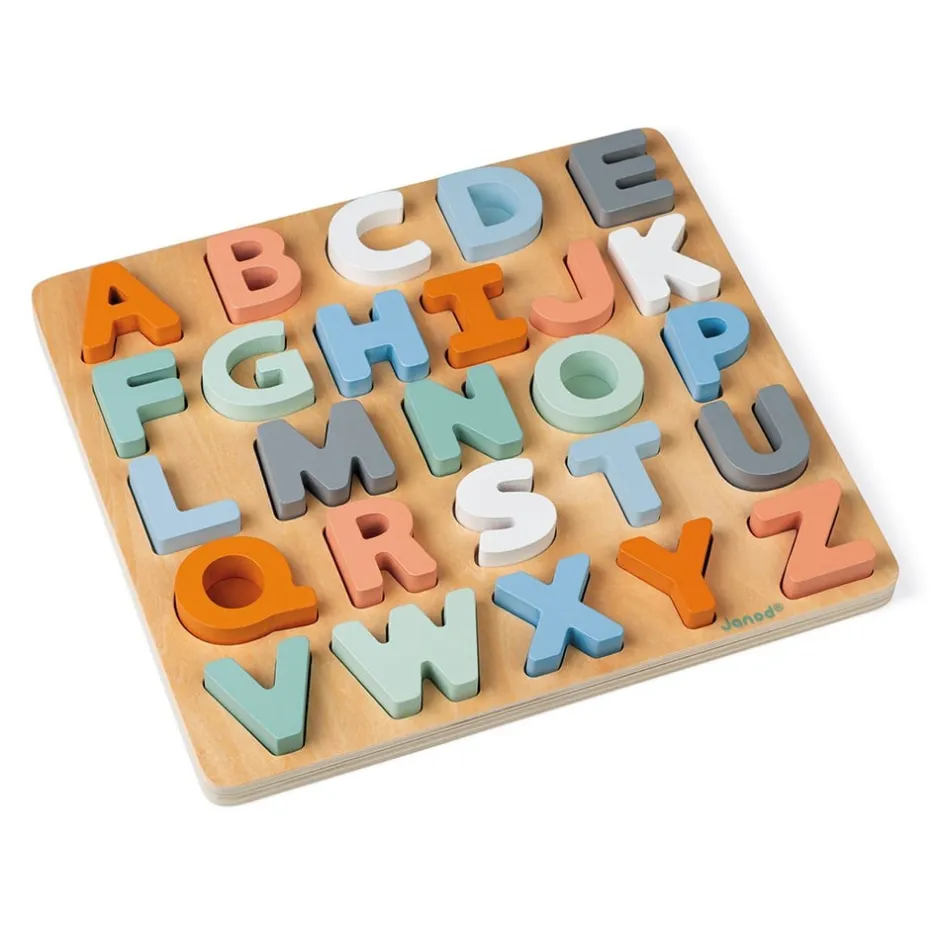 puzzle_alphabet_sweet_coc_0.webp Janod Lettres, Écriture Et Langage>Puzzle Alphabet Sweet Cocoon en Bois pour Enfant