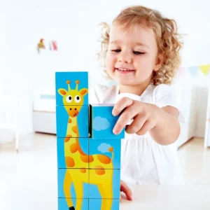 Hape Toys Puzzles Premier Âge>Puzzle cubes en bois pour enfants - Safari