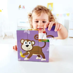 Hape Toys Puzzles Premier Âge>Puzzle cubes en bois pour enfants - Safari