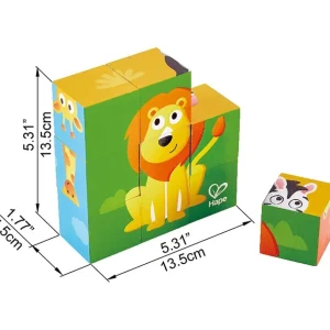 Hape Toys Puzzles Premier Âge>Puzzle cubes en bois pour enfants - Safari