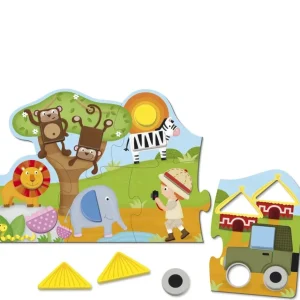 Goula Puzzles Premier Âge>Puzzle en bois - Safari géométrique (éveil)