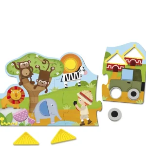 Goula Puzzles Premier Âge>Puzzle en bois - Safari géométrique (éveil)