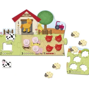 Goula Chiffres Et Calcul>Puzzle en bois éducatif - Compter à la ferme