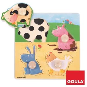 Goula Puzzles Premier Âge>Puzzle en bois pour bébé - Compagnons de basse-cour
