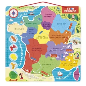 Janod Puzzles | Astronomie, Géographie Et Biologie>Puzzle Magnétique 93 PCS Bois France Nouvelles Régions 2016