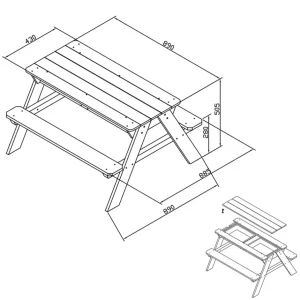 Sunny Sport Et Activités D'extérieur>Table de Pique-nique en Bois avec Jeux d’Eau et de Sable pour Enfant