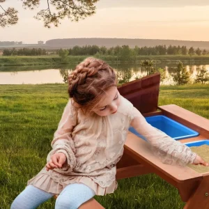 Sunny Sport Et Activités D'extérieur>Table de Pique-nique en Bois avec Jeux d’Eau et de Sable pour Enfant