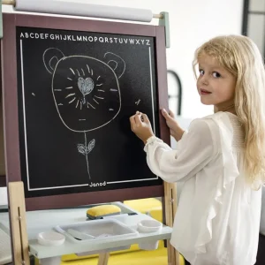 Janod Lettres, Écriture Et Langage>Tableau Réglable Taupe et Vert en Bois pour Enfant